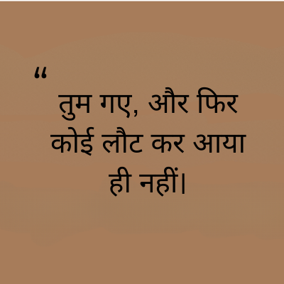 "
तुम गए, और फिर
कोई लौट कर आया
ही नहीं।