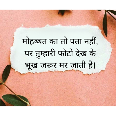 मोहब्बत का तो पता नहीं,
पर तुम्हारी फोटो देख के
भूख जरूर मर जाती है।