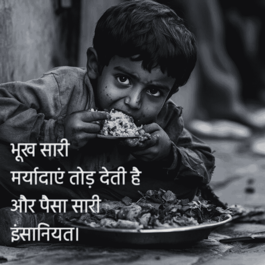भूख सारी
मर्यादाएं तोड़ देती है
और पैसा सारी
इंसानियत ।