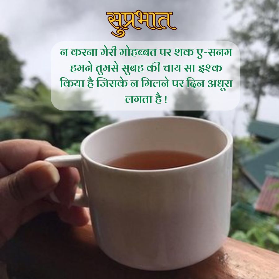सुप्रभात
न करना मेरी मोहब्बत पर शक ए-सनम
हमने तुमसे सुबह की चाय सा इश्क
किया है जिसके न मिलने पर दिन अधूरा
लगता है !
