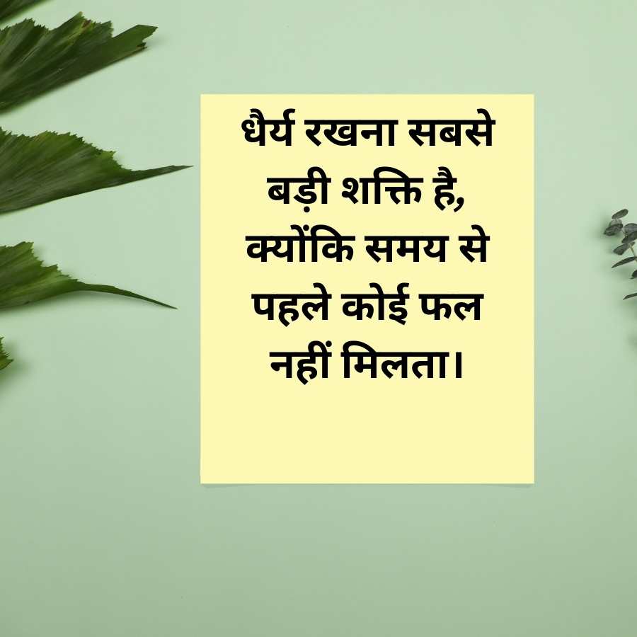 धैर्य रखना सबसे
बड़ी शक्ति है,
क्योंकि समय से
पहले कोई फल
नहीं मिलता।