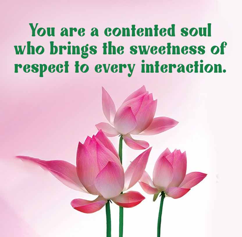 You are a contented soul
who brings the sweetness of
respect to every interaction.