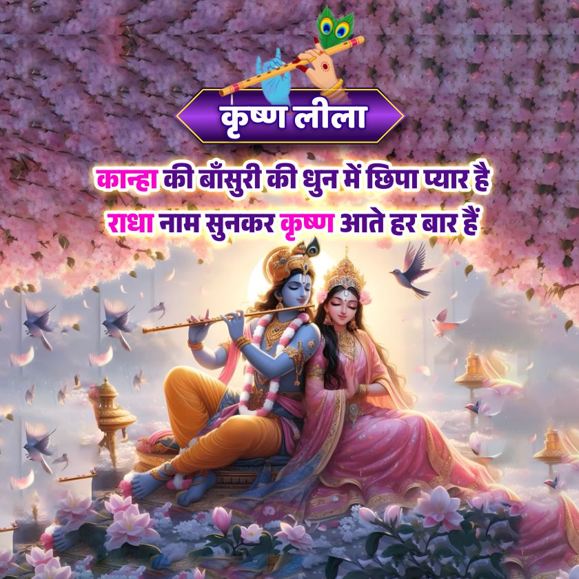 कृष्ण लीला
कान्हा की बाँसुरी की धुन में छिपा प्यार है
राधा नाम सुनकर कृष्ण आते हर बार हैं।