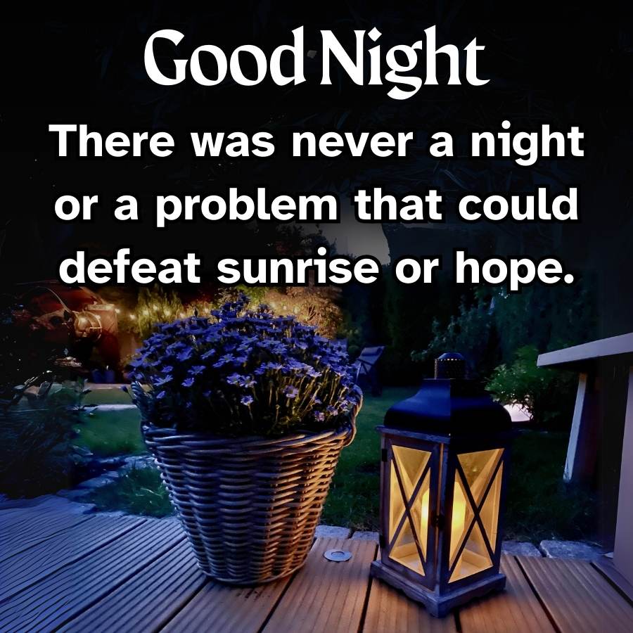 Good Night
There was never a night
or a problem that could
defeat sunrise or hope.