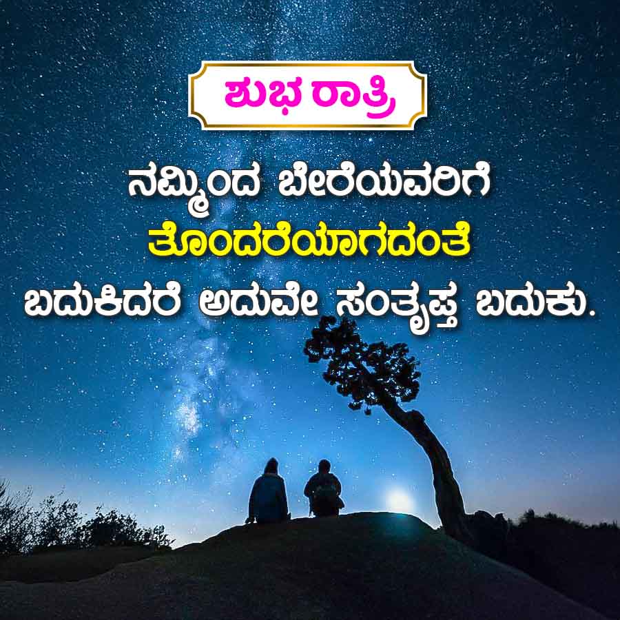 ಶುಭ ರಾತ್ರಿ
ನಮ್ಮಿಂದ ಬೇರೆಯವರಿಗೆ
ತೊಂದರೆಯಾಗದಂತೆ
ಬದುಕಿದರೆ ಅದುವೇ ಸಂತೃಪ್ತ ಬದುಕು.