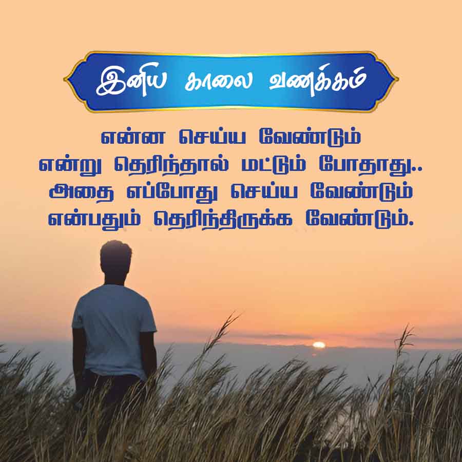 இனிய காலை வணக்கம்
என்ன செய்ய வேண்டும்
என்று தெரிந்தால் மட்டும் போதாது..
அதை எப்போது செய்ய வேண்டும்
என்பதும் தெரிந்திருக்க வேண்டும்.