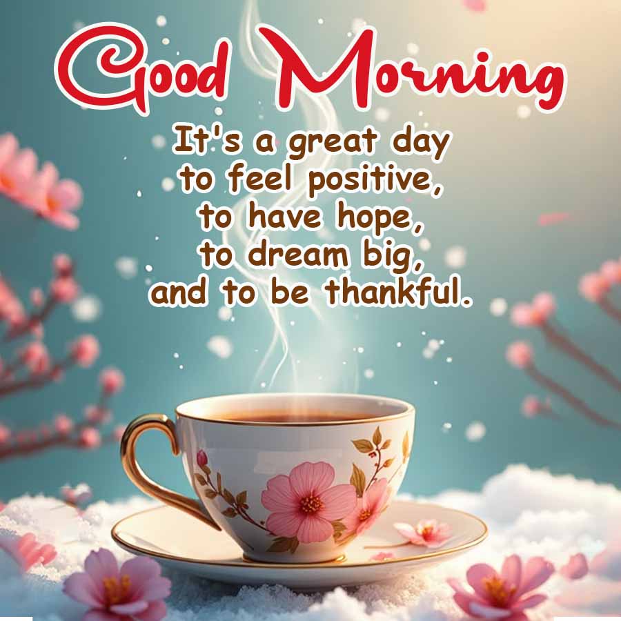 Good Morning
It's a great day
to feel positive,
to have hope,
to dream big,
and to be thankful.