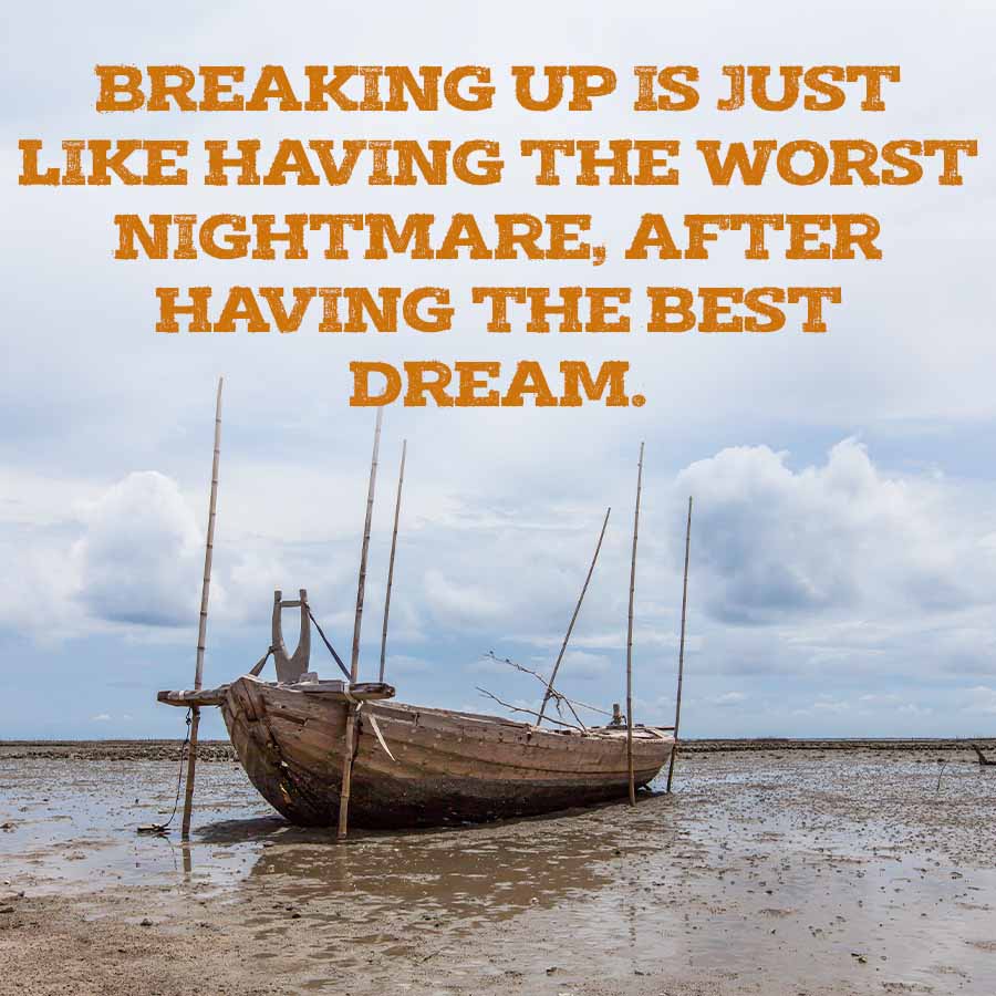 BREAKING UP IS JUST
LIKE HAVING THE WORST
NIGHTMARE, AFTER
HAVING THE BEST
DREAM.