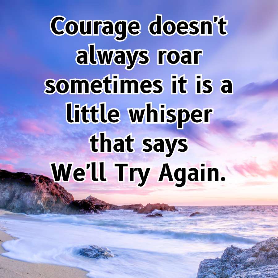 Courage doesn't
always roar
sometimes it is a
little whisper
that says
We'll Try Again.