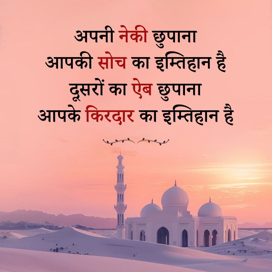 अपनी नेकी छुपाना
आपकी सोच का इम्तिहान है
दूसरों का ऐब छुपाना
आपके किरदार का इम्तिहान है
•===