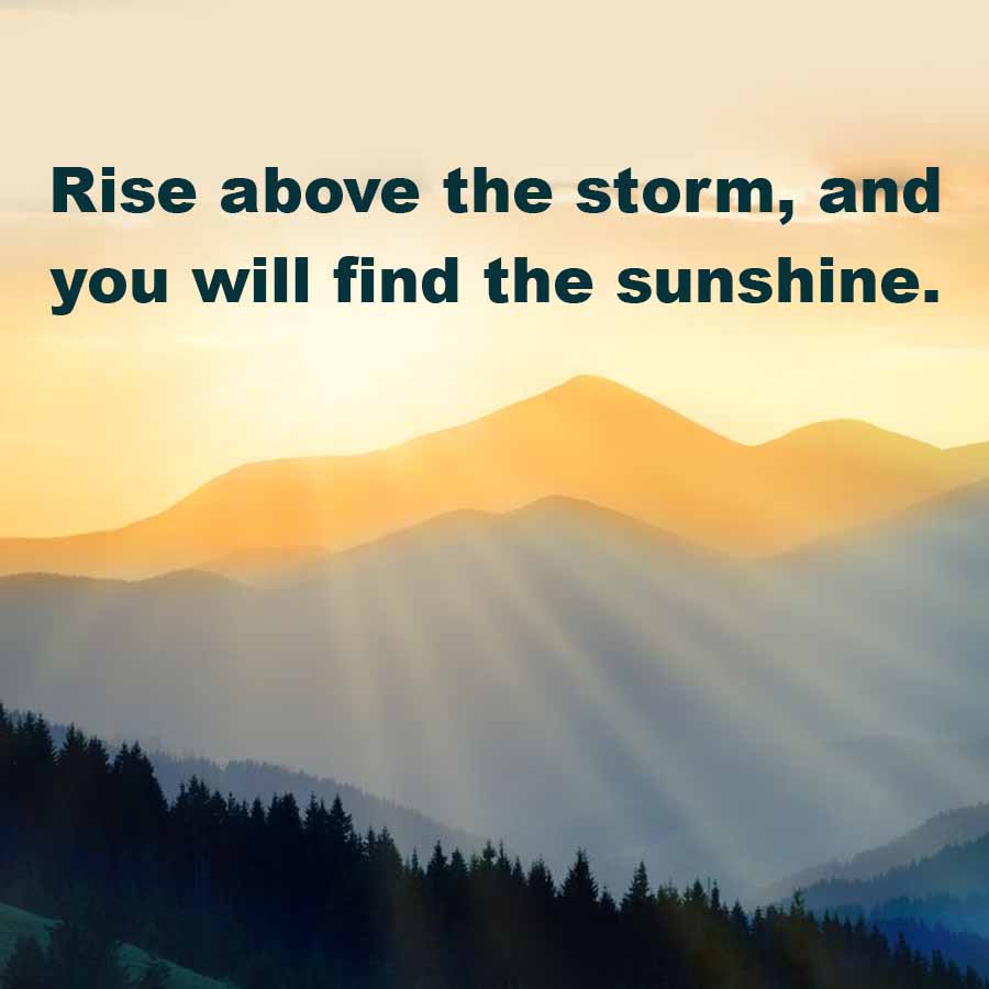 Rise above the storm, and
you will find the sunshine.