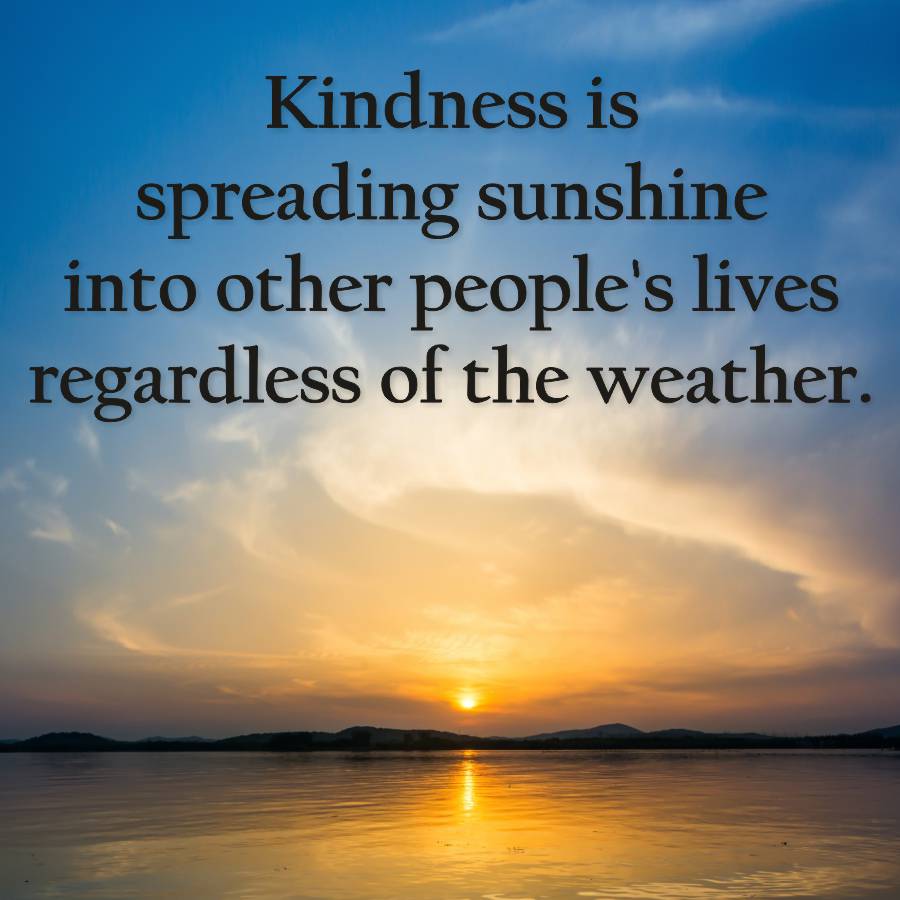 Kindness is
spreading sunshine
into other people's lives
regardless of the weather.