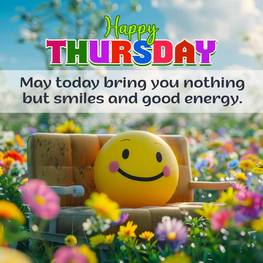 Happy
THURSDAY
May today bring you nothing
but smiles and good energy.