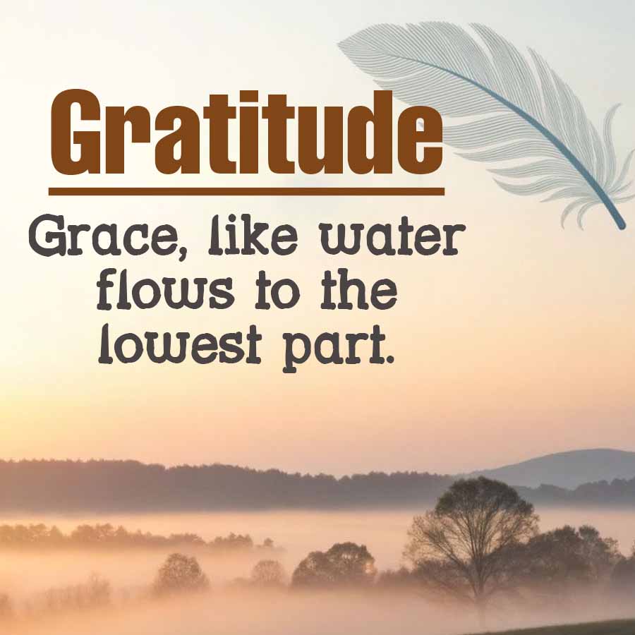 Gratitude
Grace, like water
flows to the
lowest part.
