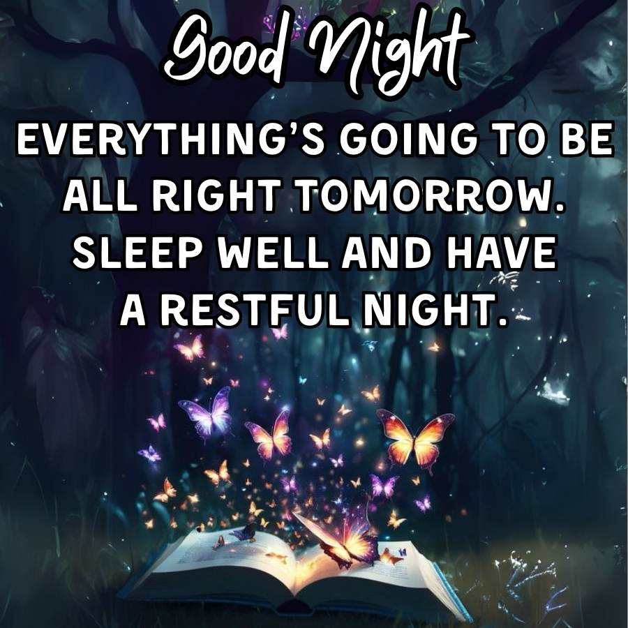 Good night
EVERYTHING'S GOING TO BE
ALL RIGHT TOMORROW.
SLEEP WELL AND HAVE
A RESTFUL NIGHT.