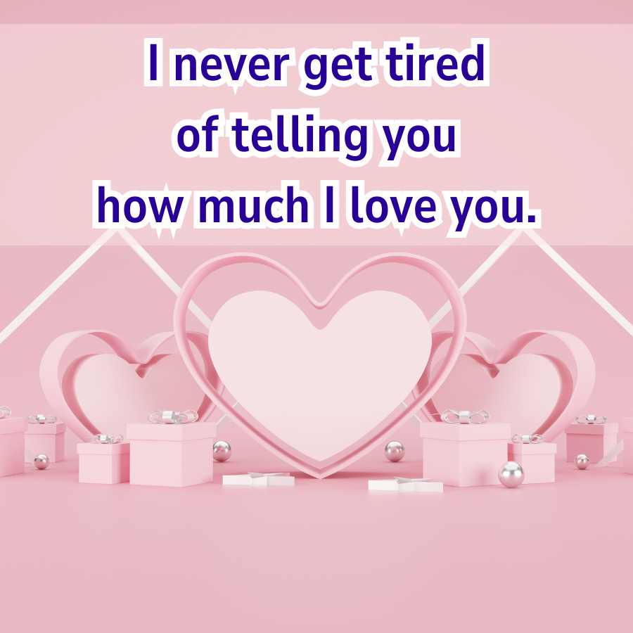 I never get tired
of telling you
how much I love you.
