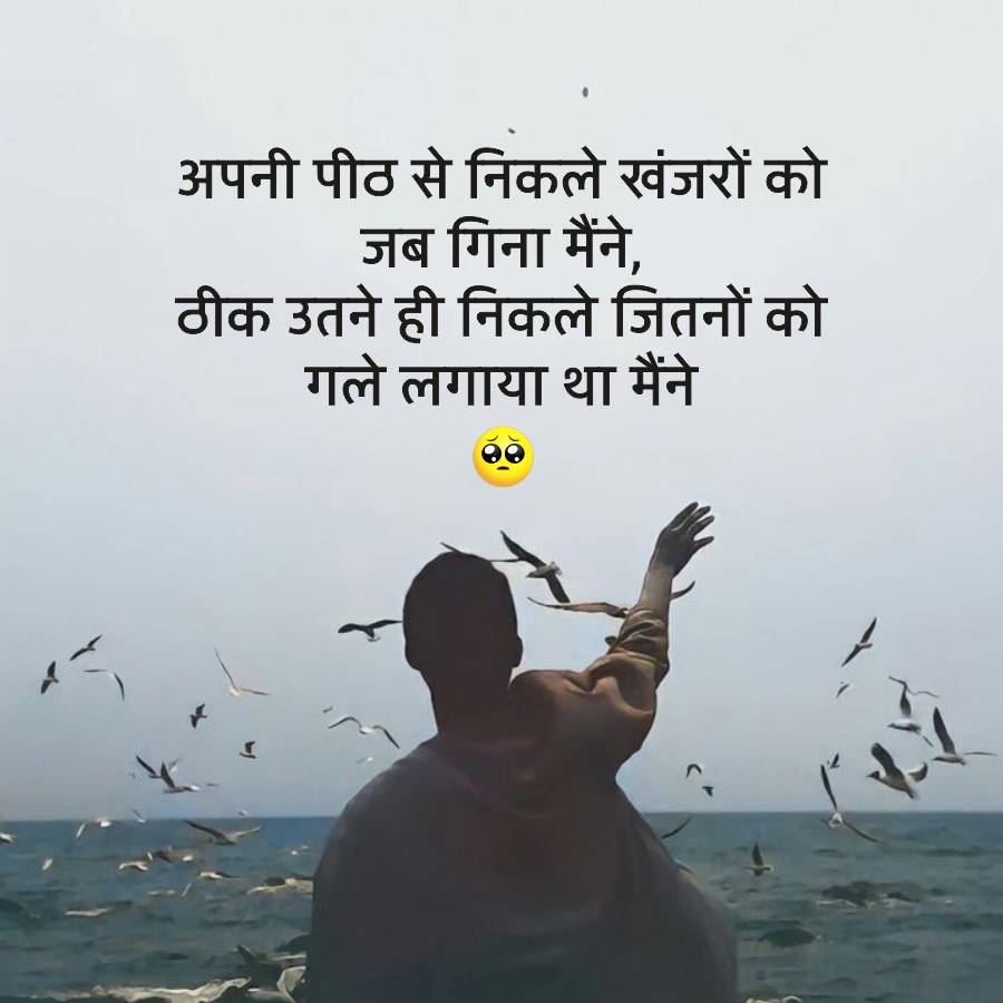 अपनी पीठ से निकले खंजरों को
जब गिना मैंने,
ठीक उतने ही निकले जितनों को
गले लगाया था मैंने