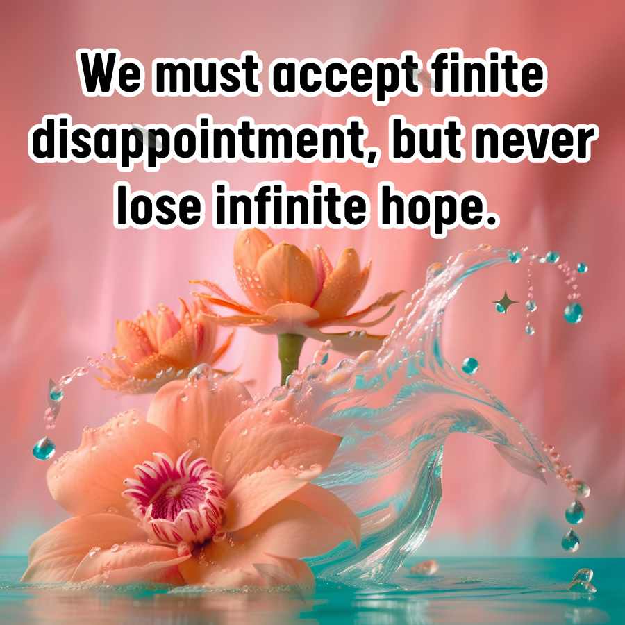 We must accept finite
disappointment, but never
lose infinite hope.