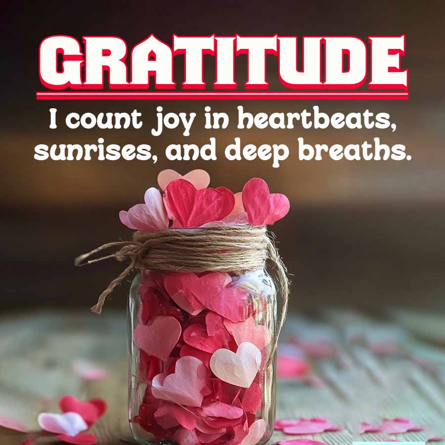GRATITUDE
I count joy in heartbeats,
sunrises, and deep breaths.