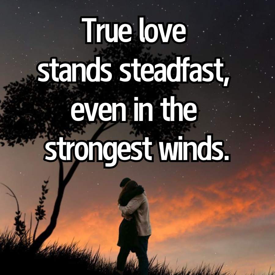 True love
stands steadfast,
even in the
strongest winds.
