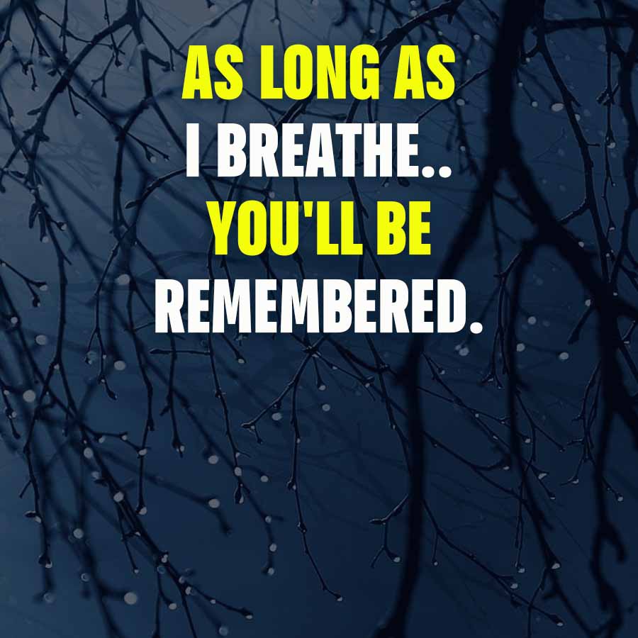 AS LONG AS
I BREATHE..
YOU'LL BE
REMEMBERED.