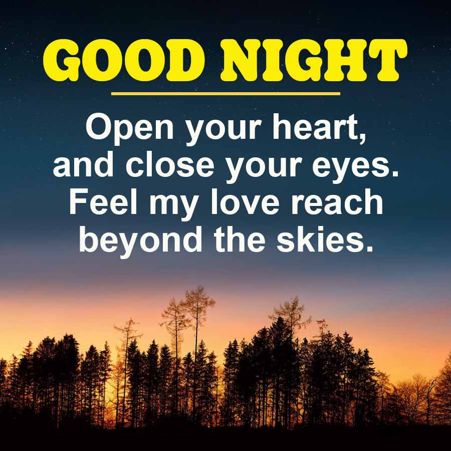 GOOD NIGHT
Open your heart,
and close your eyes.
Feel my love reach
beyond the skies.