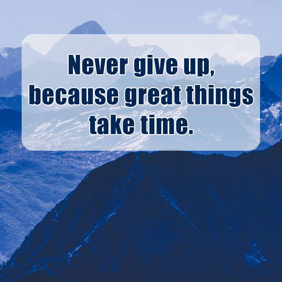 Never give up,
because great things
take time.