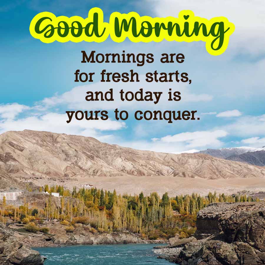 Good Morning
Mornings are
for fresh starts,
and today is
yours to conquer.