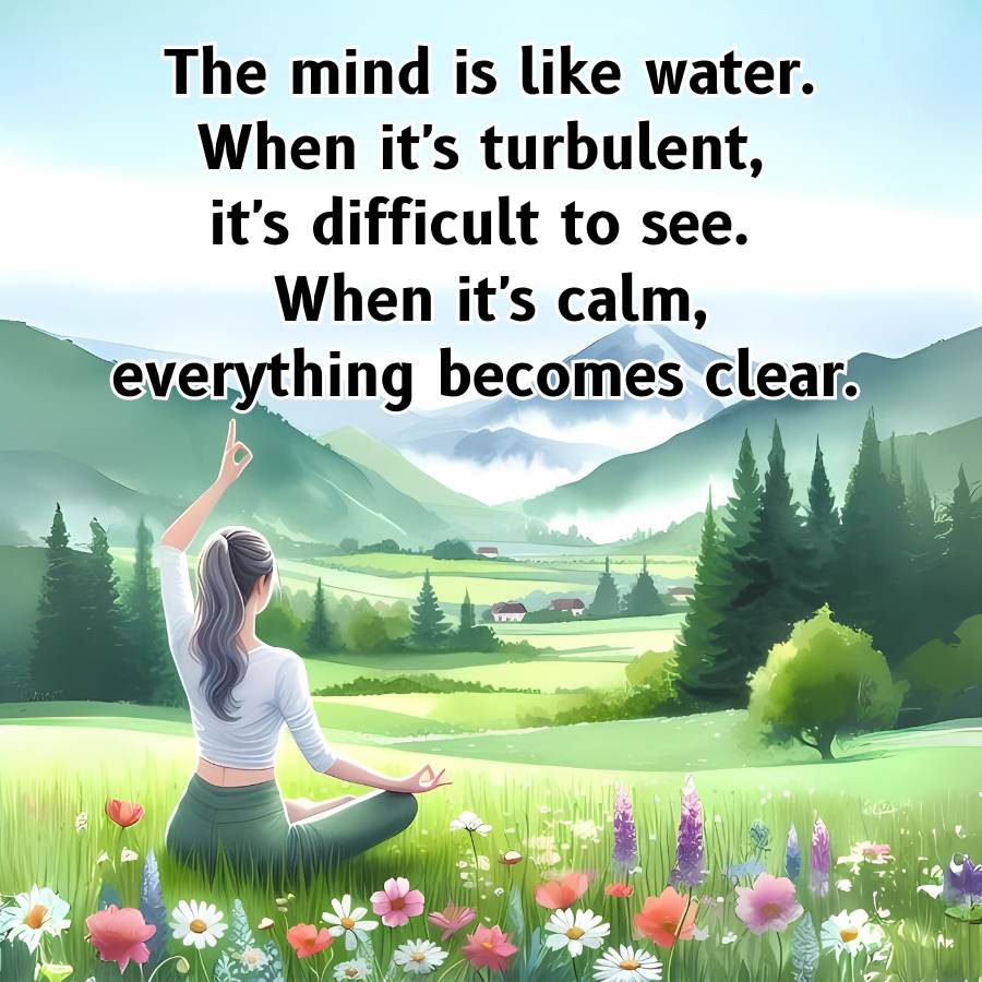 The mind is like water.
When it's turbulent,
it's difficult to see.
When it's calm,
everything becomes clear.