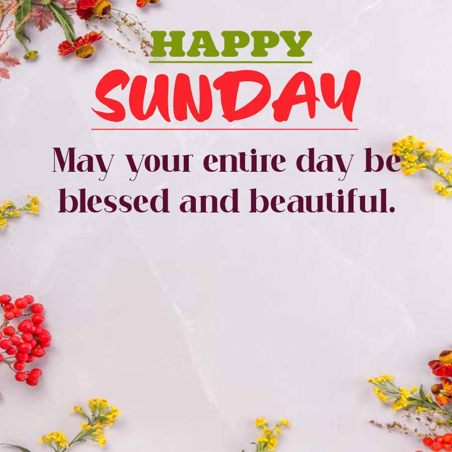 HAPPY
SUNDAY
May your entire day be
blessed and beautiful.