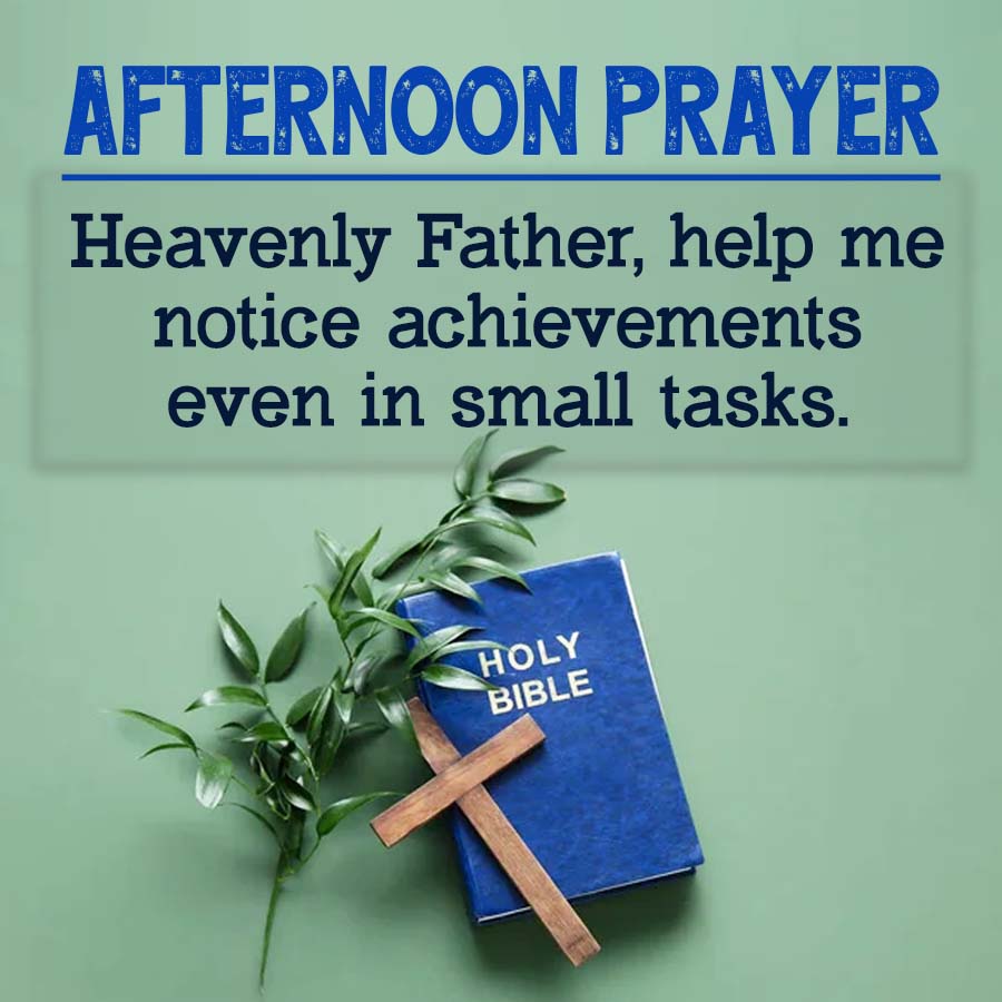 AFTERNOON PRAYER
Heavenly Father, help me
notice achievements
even in small tasks.
HOLY
BIBLE