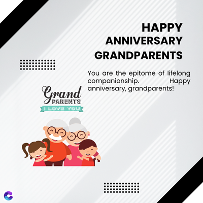 Grand
PARENTS
I LOVE YOU
HAPPY
ANNIVERSARY
GRANDPARENTS
Happy
You are the epitome of lifelong
companionship.
anniversary, grandparents!