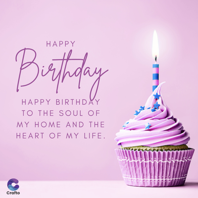 HAPPY
Birthday
HAPPY BIRTHDAY
TO THE SOUL OF
MY HOME AND THE
HEART OF MY LIFE.
Crafto