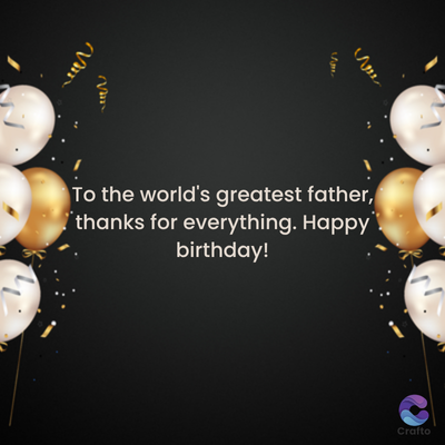 Van
To the world's greatest father,
thanks for everything. Happy
birthday!
Crafto