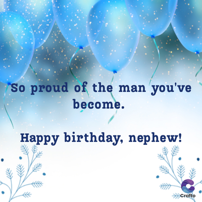 So proud of the man you've
become.
Happy birthday, nephew!
>>>Crafto
