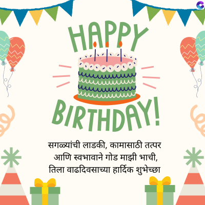 HAPPY
BIRTHDAY!
सगळ्यांची लाडकी, कामासाठी तत्पर
आणि स्वभावाने गोड माझी भाची,
तिला वाढदिवसाच्या हार्दिक शुभेच्छा
6