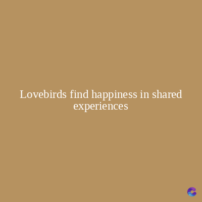 Lovebirds find happiness in shared
experiences