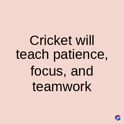Cricket will
teach patience,
focus, and
teamwork
C