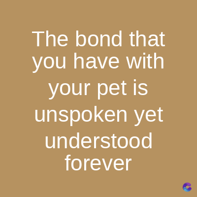 The bond that
you have with
your pet is
unspoken yet
understood
forever