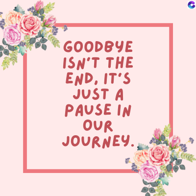 GOODBYE
ISN'T THE
END, IT'S
JUST A
PAUSE IN
OUR
JOURNEY.
C