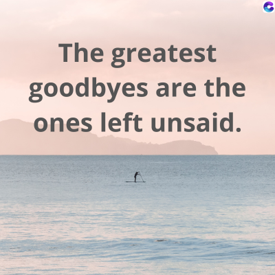 The greatest
goodbyes are the
ones left unsaid.
C
