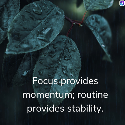 Focus provides
momentum; routine
provides stability.
