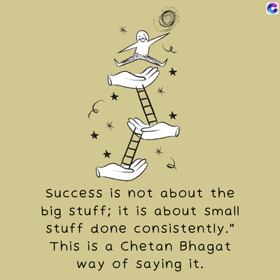 Success is not about the
big stuff; it is about small
stuff done consistently."
This is a Chetan Bhagat
way of saying it.
C