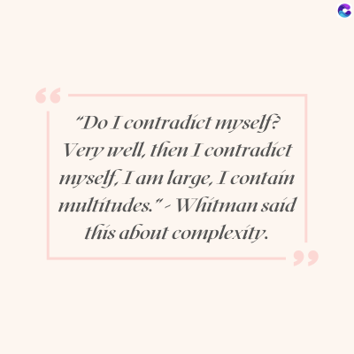 66
"Do I contradict myself?
Very well, then I contradict
myself, I am large, I contain
multitudes."- Whitman said
this about complexity.
po