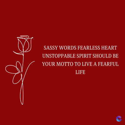 SASSY WORDS FEARLESS HEART
UNSTOPPABLE SPIRIT SHOULD BE
YOUR MOTTO TO LIVE A FEARFUL
LIFE
