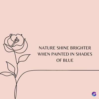 NATURE SHINE BRIGHTER
WHEN PAINTED IN SHADES
OF BLUE
C