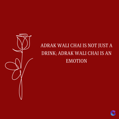 ADRAK WALI CHAI IS NOT JUST A
DRINK; ADRAK WALI CHAI IS AN
EMOTION