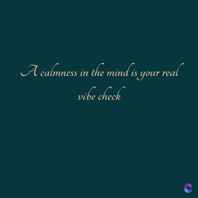 A calmness in the mind is your real
vibe check