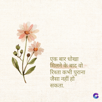 एक बार धोखा
• मिलने के बाद वो
रिश्ता कभी पुराना
जैसा नहीं हो
सकता.